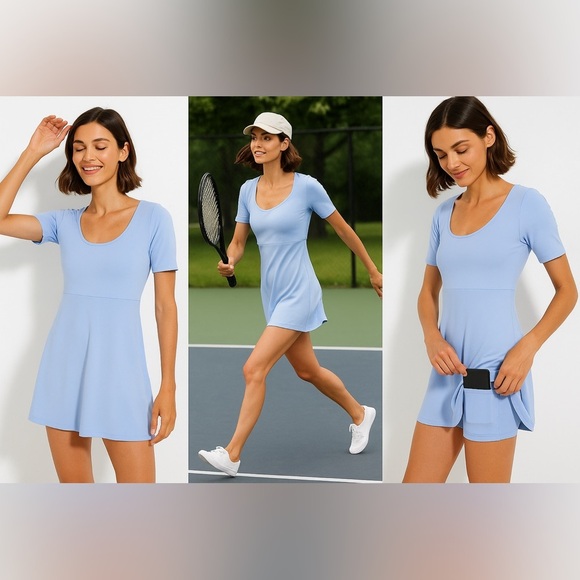 Tuckernuck Rosemary Sport Dress Size S NWT Light Blue Built-In Shorts Pockets - Picture 3 of 11
